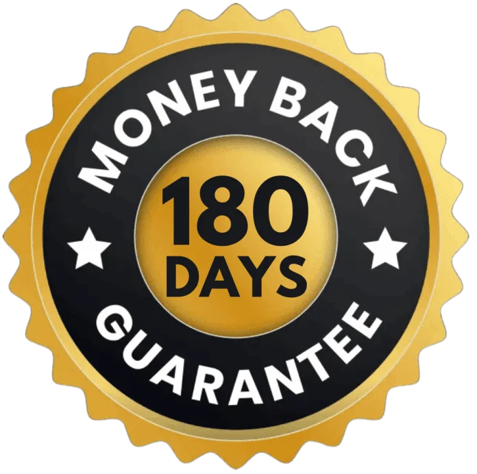 Boostaro 180-day money-back guarantee badge